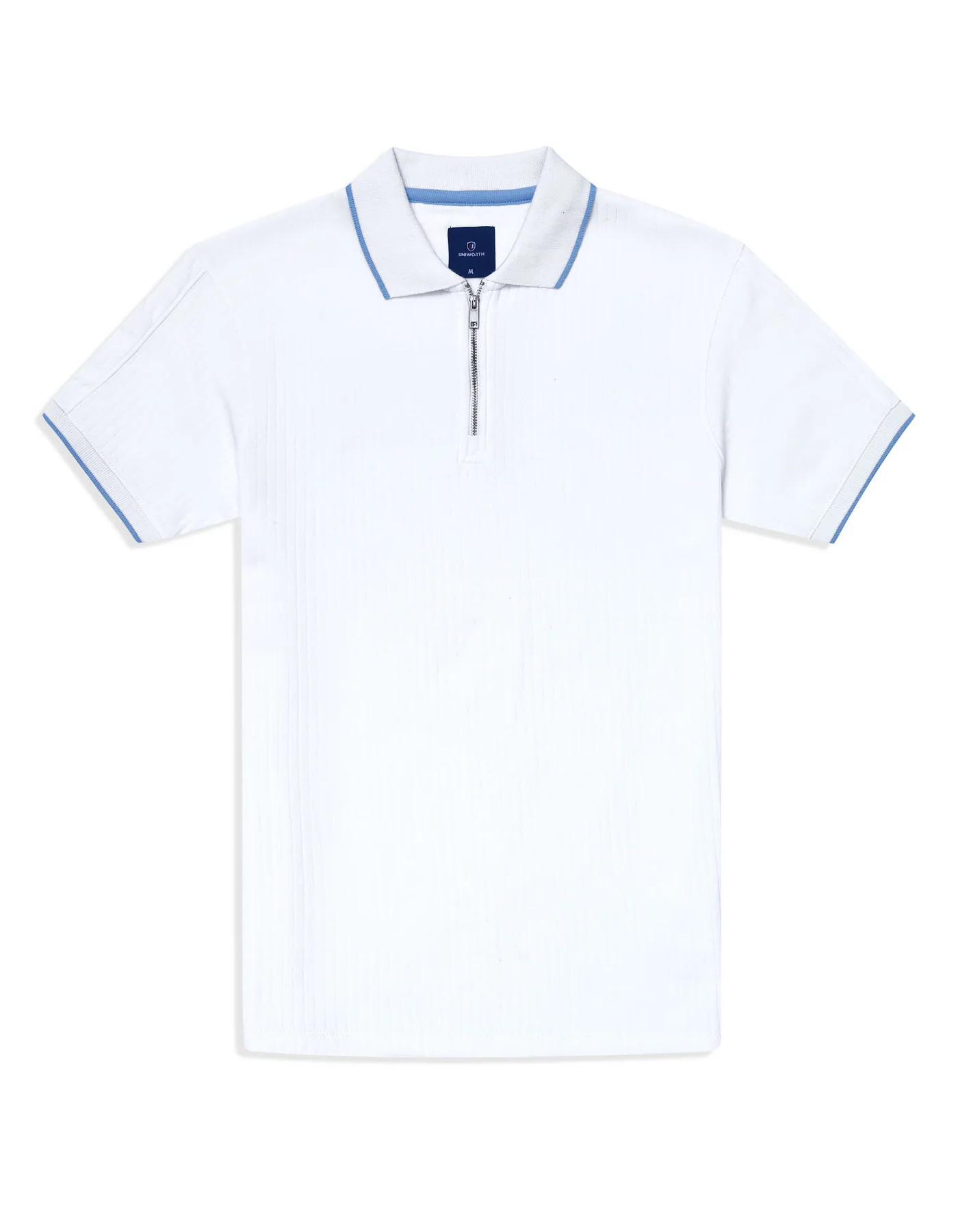 White Texture Jersey Polo Shirt - Image 3