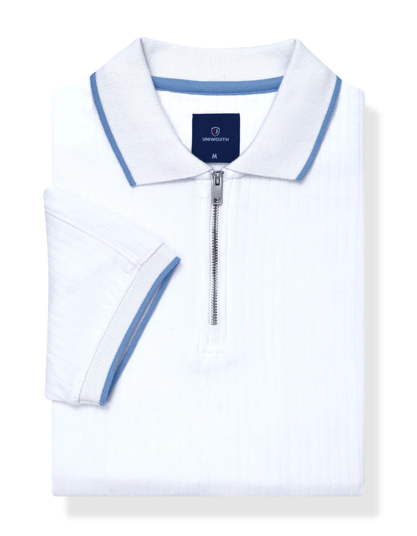 White Texture Jersey Polo Shirt - Image 4