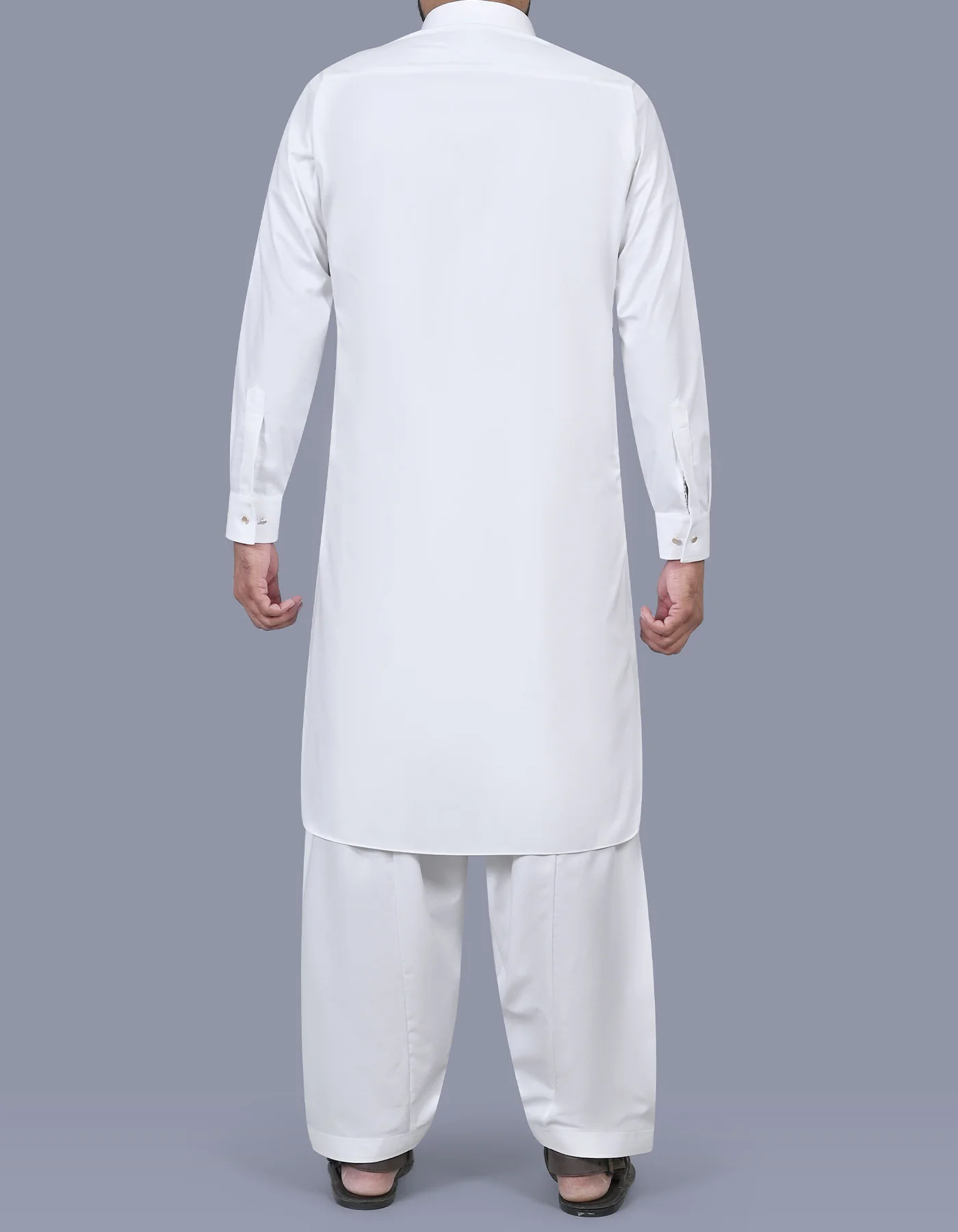 White Texture Kameez Shalwar - Image 4