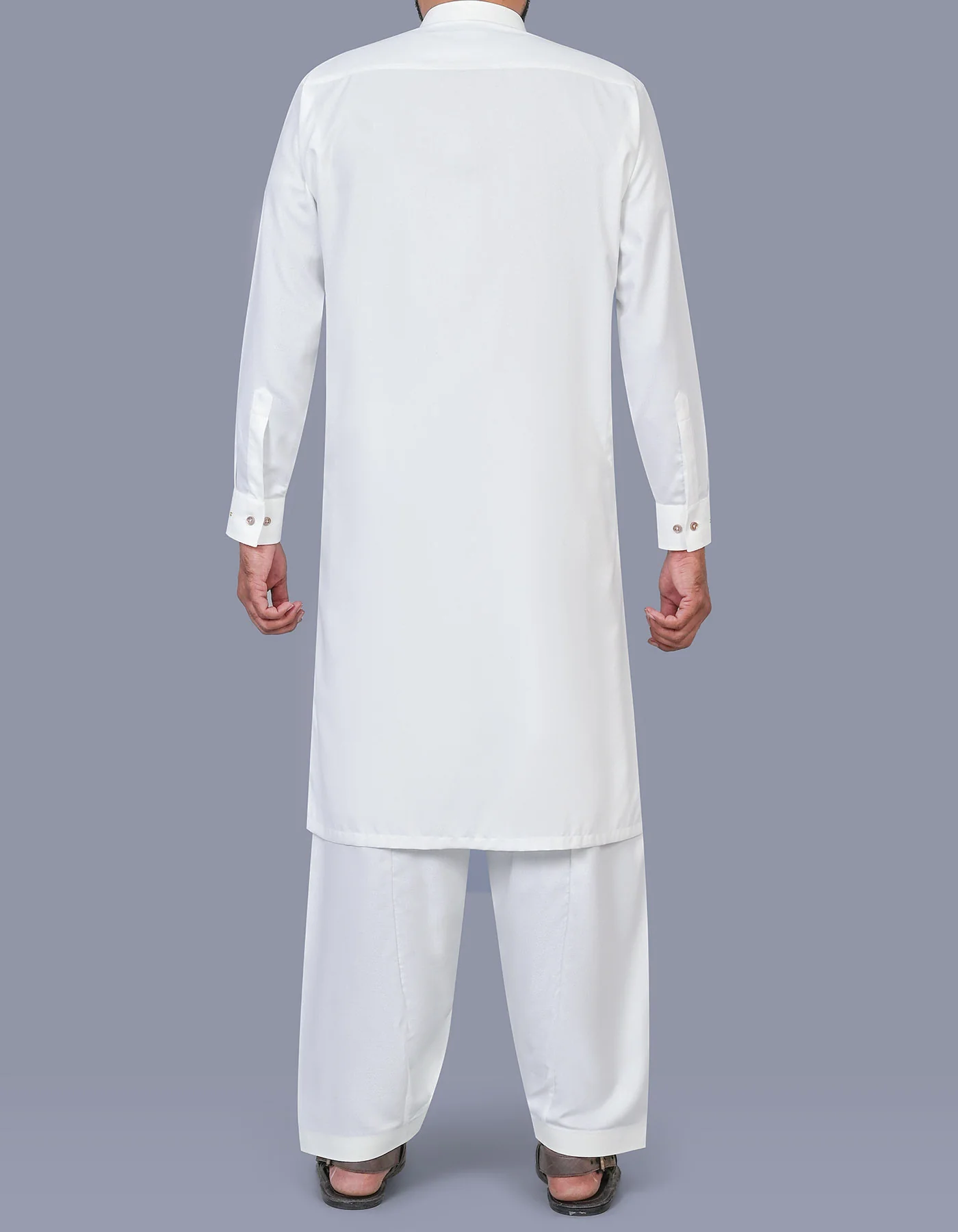 White Texture Kameez Shalwar - Image 4